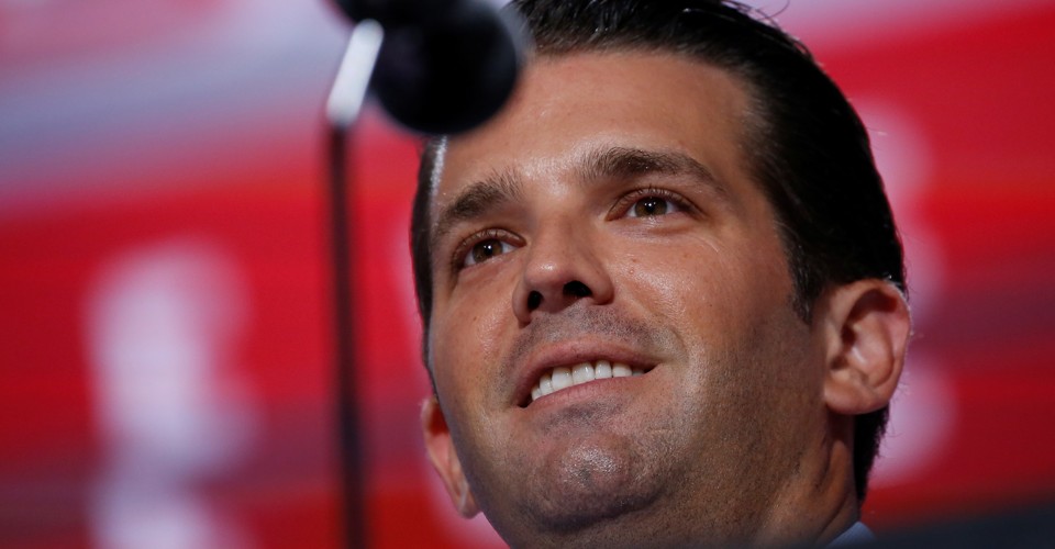 Donald Trump's son Donald Trump Jr. prepares to speak at the Republican Convention in Cleveland